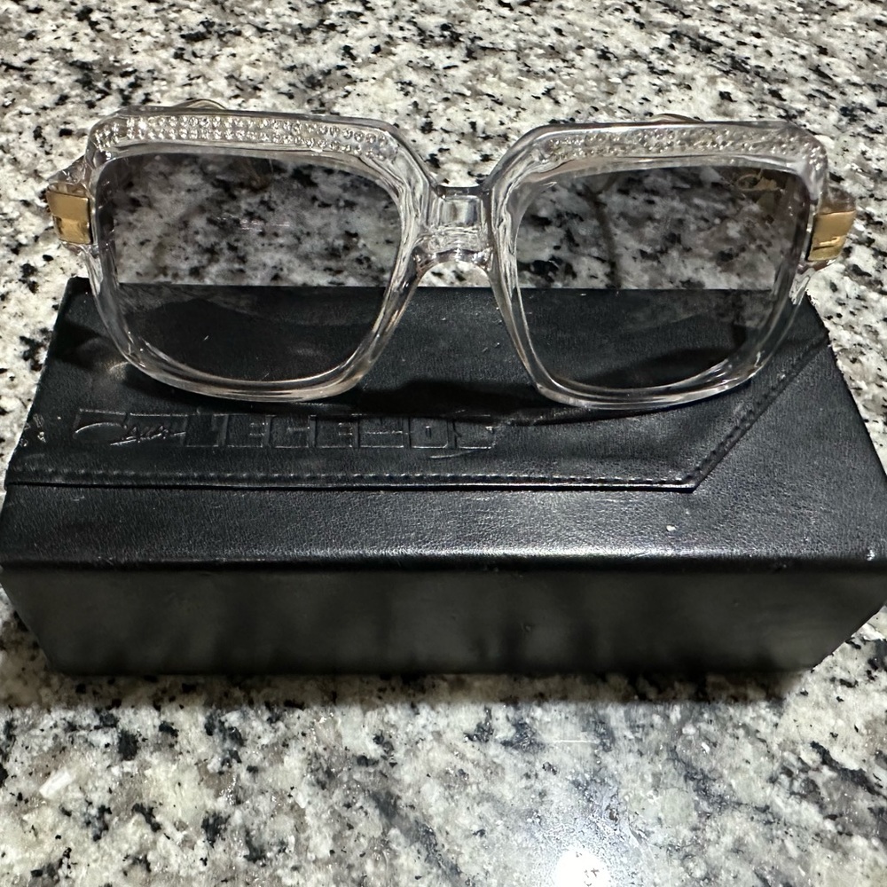 Cazal 607 065 Unisex Clear Frame Grey Gradient Lens 56MM with Swarovski crystals
